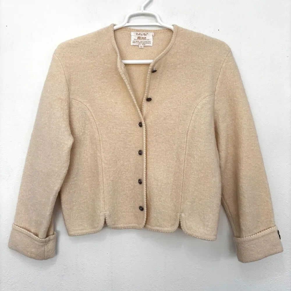 Tally Ho Womens Old Money Capsule Wool Cardigan 14 Quite Luxury Preppy Vintage